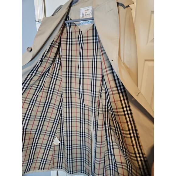 Vintage London Fog Maincoats Men’s 40R Trench Coat Beige Belted Plaid Lining USA - Picture 14 of 16